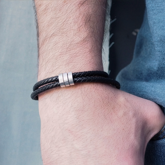 Leather Bracelet with Beads (Engraving)