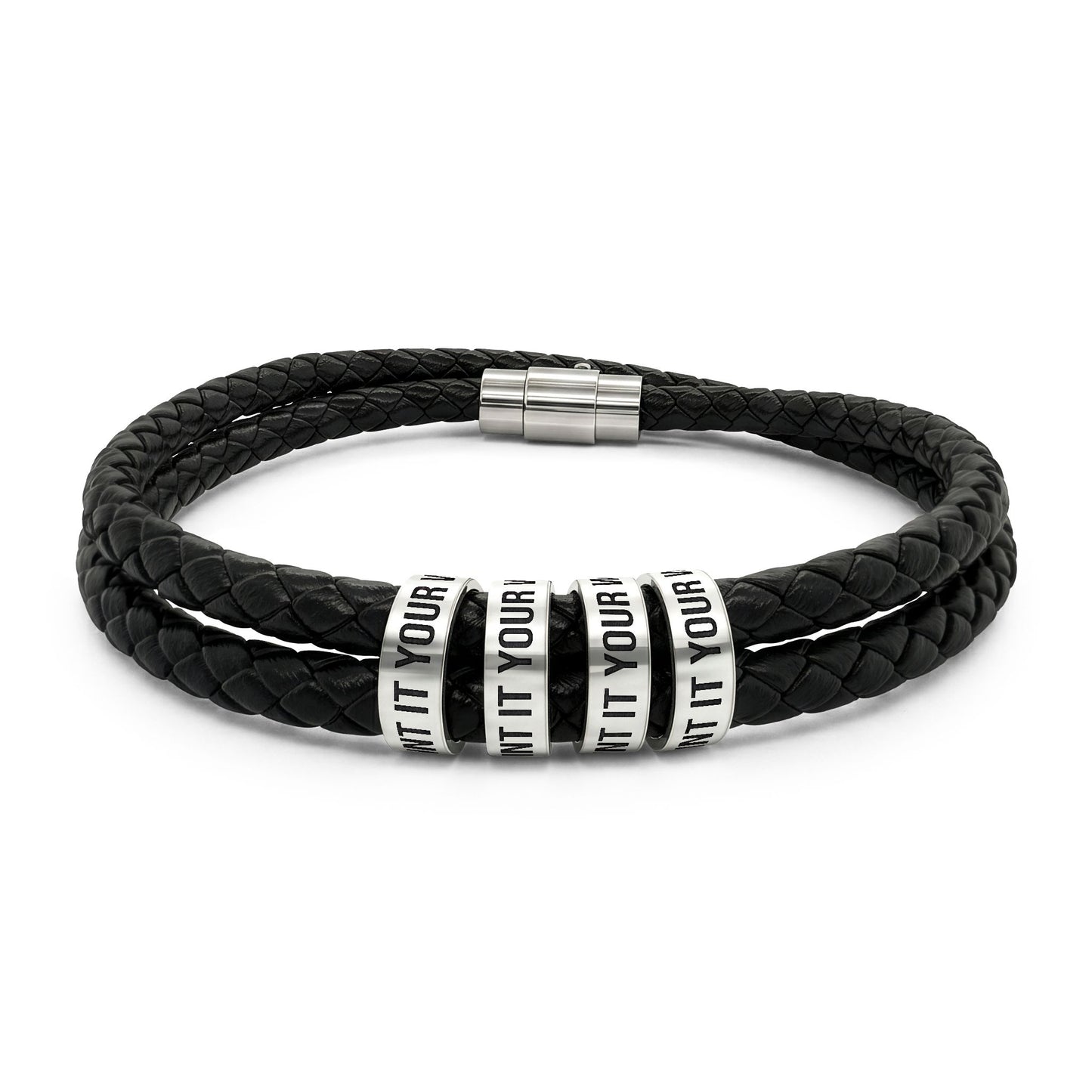 Leather Bracelet with Beads (Engraving)