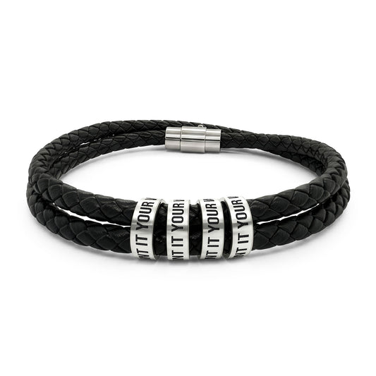 Leather Bracelet with Beads (Engraving)