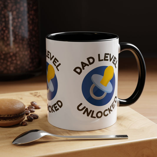 Dad Level Unlocked Accent Coffee Mug (11/15 oz)