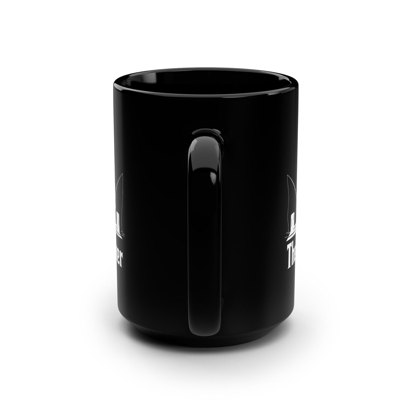 The Rodfather Fishing Mug — 15oz Black Ceramic Coffee Cup