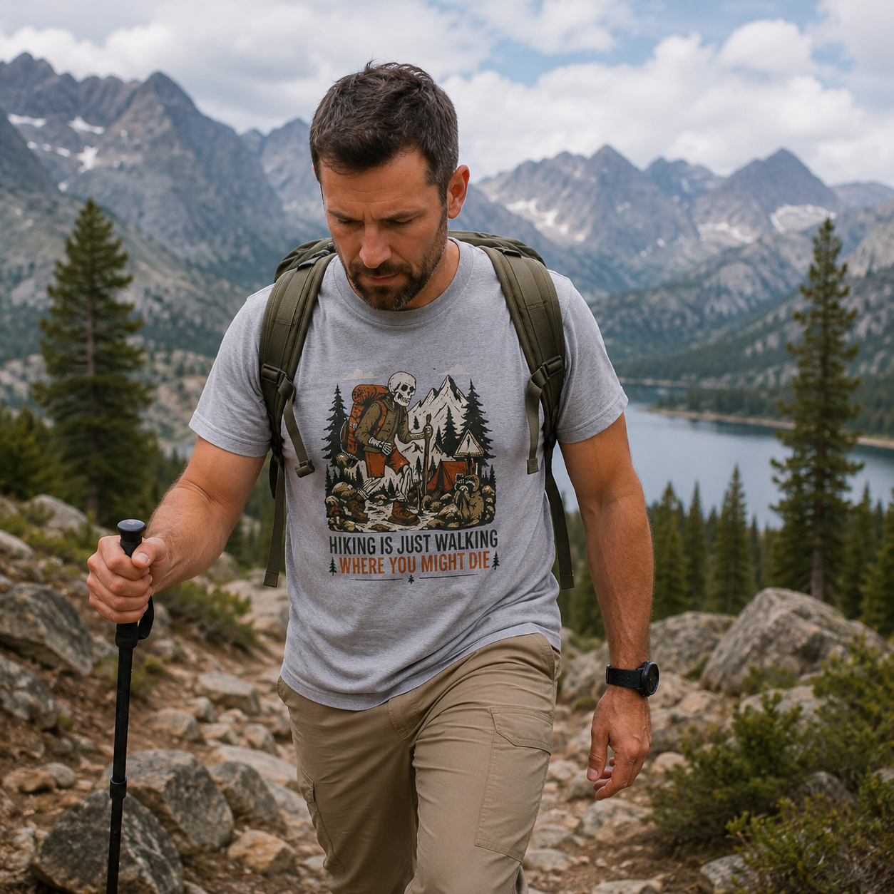 Hiking Is Just Walking Where You Might Die T-Shirt
