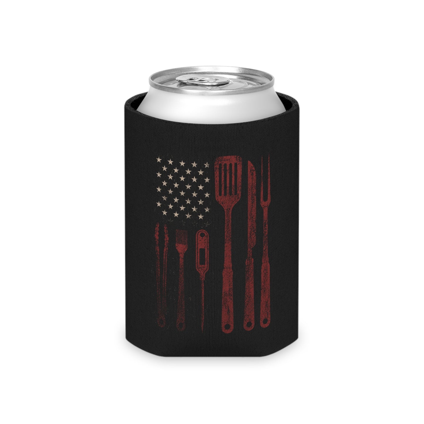 BBQ Tools Flag Can Cooler – Patriotic Grilling Beverage Koozie