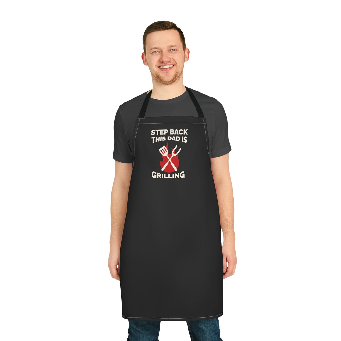 Grilling Apron — "Step Back This Dad Is Grilling" BBQ Apron for Fathers, Dad9s Day Gift